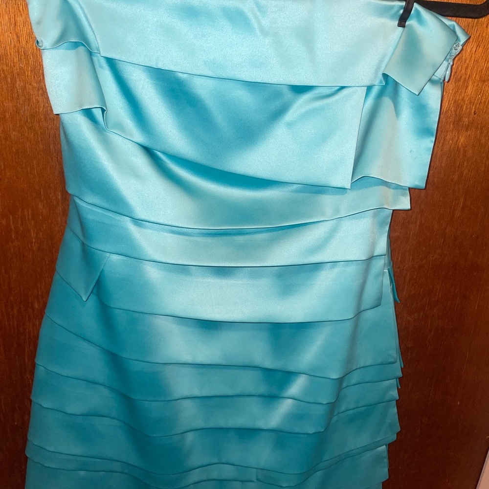 Y2K Arden B (2006) Strapless Tiered Aqua Satin Dress